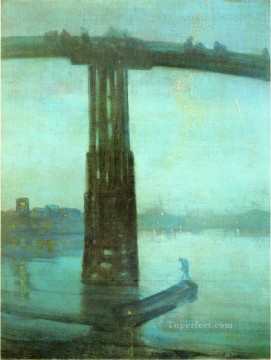  blue Oil Painting - Nocturne Blue and Gold Old Battersea Bridge James Abbott McNeill Whistler